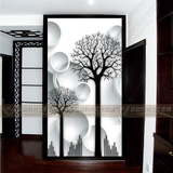3D艺术玻璃现代风格 简约玄关过道背景墙 屏风隔断经典黑白树