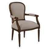 美式实木餐椅欧式布艺靠背带扶手古典椅子法式橡木软包书房桌椅