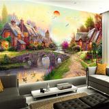 3D欧式复古童话油画乡村田园风景客厅沙发电视背景墙纸无缝壁纸