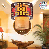 中式仿古吊灯过道楼梯餐厅茶楼古典木艺羊皮灯特价促销