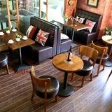 复古咖啡厅餐椅 快餐小吃饭店桌椅 茶餐厅甜品奶茶店沙发卡座组合