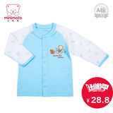小米米童装minimoto四季婴儿宝宝纯棉长袖对襟上衣t恤内衣打底衣