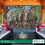 3d立体大象墙纸壁纸客厅泰式餐厅瑜伽电视背景墙印度风情大型壁画