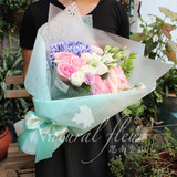 母亲节康乃馨花束紫玫瑰混搭女朋友生日高端进口鲜花速递同城上海