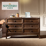 圣蒂斯堡淳木纯实木抽斗柜环保简约美式黑胡桃色卧室储物六斗柜