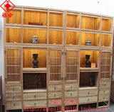 仿古免漆老榆木中式书架原木带抽屉实木书柜自由组合柜书橱展示柜