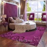 时尚现代中式紫色地毯客厅茶几地毯卧室床边样板间手工地毯定制