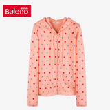 Baleno/班尼路女 时尚甜美学院风开衫卫衣 连帽印花布绒宽松外套