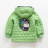 韩国小熊童装男童中长款薄款棉衣儿童夹棉棉服秋冬款宝宝外套上衣