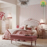 儿童床软包靠背床意大利公主床粉色女孩床儿童房实木高端家具定制