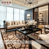 样板房别墅会所样板间家具 新中式实木布艺沙发现代中式客厅家具