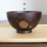 儿童无漆木碗  日式木质餐具套装饭碗汤碗 大号小号宝宝龙猫木碗