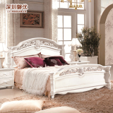 深圳磐优 日式田园床 公主实木床双人床婚床1.8米欧式雕花白色床