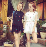樱桃两件套姐妹闺蜜装韩版学生学院风套装连衣裙子短裙女夏季短袖