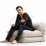 lazylife简易折叠沙发床 懒人沙发 米白色 豆袋沙发床 时尚创意椅