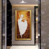 现代简约玄关画竖版走廊过道装饰画欧式立体挂画手绘芭蕾舞油画新