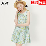 【乐町】春季短裙无袖新款单件女装圆领裙子连衣裙C2FA51307
