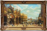 瑞堂油画 大尺寸豪华别墅客厅有框画 欧式风景油画 威尼斯大教堂