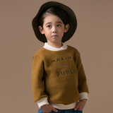 现货 韩国童装代购 男童正品进口冬装 TG字母纯色拼色加绒卫衣