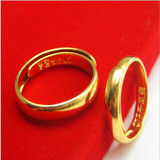 新款香港正品 24K黄金戒指男女款千足金活口光面结婚指环特价包邮