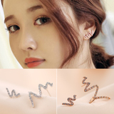 日韩版韩国不对称小蛇形耳环复古个性防过敏纯银女气质耳钉耳饰品