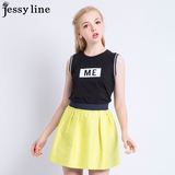 jessy line2016春夏新款 杰茜莱韩版百搭条纹小清新无袖纯色T恤女