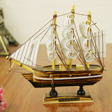 木质帆船模型生日礼物家居软装饰品包邮地中海摆件工艺船一帆风顺
