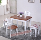 实木餐桌可伸缩折叠 小户型餐台多功能白色 小餐桌椅组合 小桌子