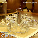 包邮欧式创意玻璃水杯套装耐热无铅杯子套装带杯架家用茶杯具礼物