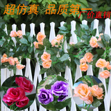 仿真花玫瑰藤条藤蔓 假花塑料花客厅空调管道室内绢花厂家批发。