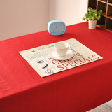 家居喜庆红色桌布纯色台布现代简约茶几盖布加厚全棉帆布餐桌布