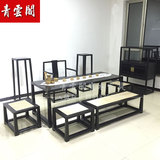 新中式茶桌椅组合老榆木仿古实木功夫茶几茶台茶室套装家具定制