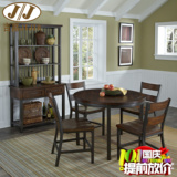美式乡村圆形铁艺餐椅组合4人欧式复古实木桌椅简约小户型饭桌