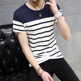 夏装韩版男士短袖T恤潮流青年潮男打底衫修身薄款圆领体恤上衣服