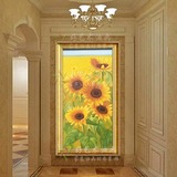 手工欧式花卉向日葵油画美式田园风景客厅餐厅玄关挂画有框装饰画
