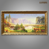 小乐熊手绘欧式风景油画聚宝盆沙发背景客厅有框装饰画