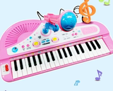 gp钢琴款幼儿童电子琴粉色带麦克风26岁小女孩早教音乐玩具