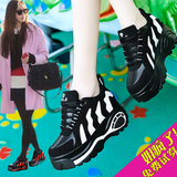 女士鞋子春季新款韩版厚底松糕底女鞋运动鞋女学生休闲鞋增高6cm