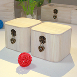 包邮木盒子带锁zakka收纳盒实木质圆角桐木盒平安果盒储物桌面盒