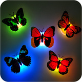创意发光蝴蝶可粘贴小夜灯 装饰氛围七彩小夜灯生日宴会灯