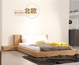 实木床现代简约橡木床日式榻榻米北欧橡木双人床板式床卧室宜家
