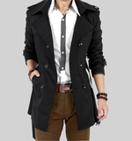 男士风衣春季韩版修身型开衫男中长款外衣大码大衣外套男装