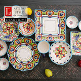 新路东的彩虹 波西米亚手绘餐具创意杯子西餐盘碟子陶瓷碗碟套装