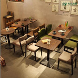 美式复古铁艺实木餐桌茶餐厅快餐奶茶店酒吧吧台咖啡厅桌椅餐椅子