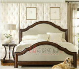 美式乡村实木床法式复古实木雕花布艺软包双人床欧式实木床定制