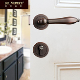 贝尔维帝 纯铜分体锁美式欧式简约全铜门锁 仿古黑色室内房门锁