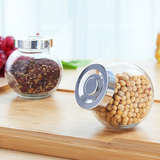 厨房储物罐密封罐蜂蜜罐玻璃瓶带盖调味瓶扁鼓瓶透明便携带糖果罐
