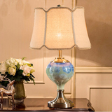 时尚田园陶瓷台灯 奢华蓝色复古客厅欧式床头灯创意浪漫美式台灯