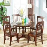 美式乡村全实木桌椅组合定制简约现代圆形餐桌经济型复古家具饭桌