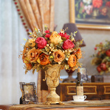 雅兰多芬复古欧式烛台仿真假花餐台家居高档酒店装饰花带花瓶套装